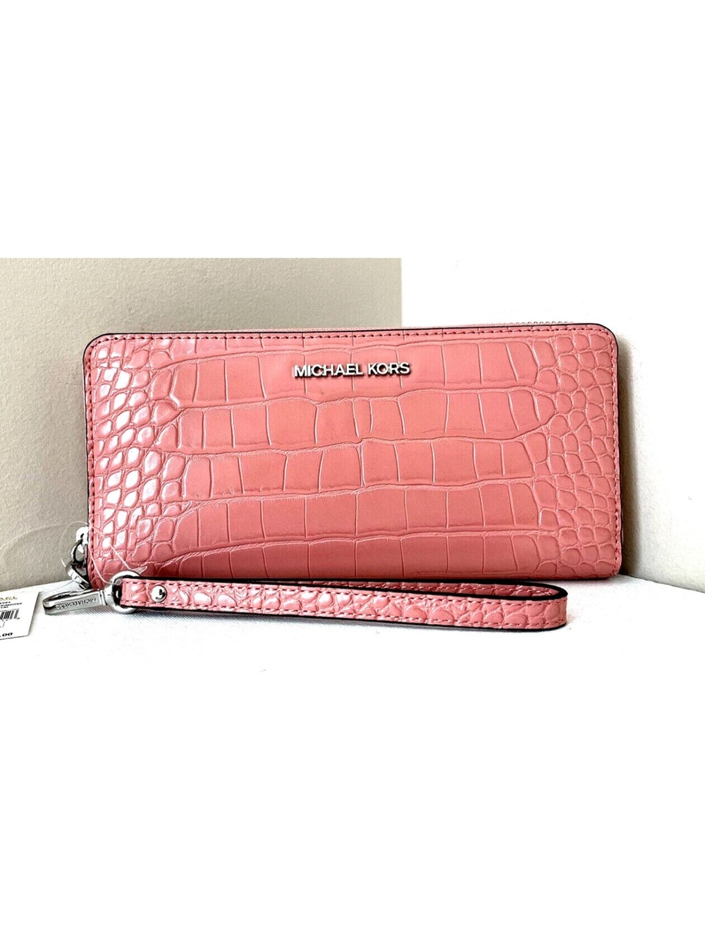 New Michael Kors Jet Set Large Travel Continental Wallet Embossed Primrose
